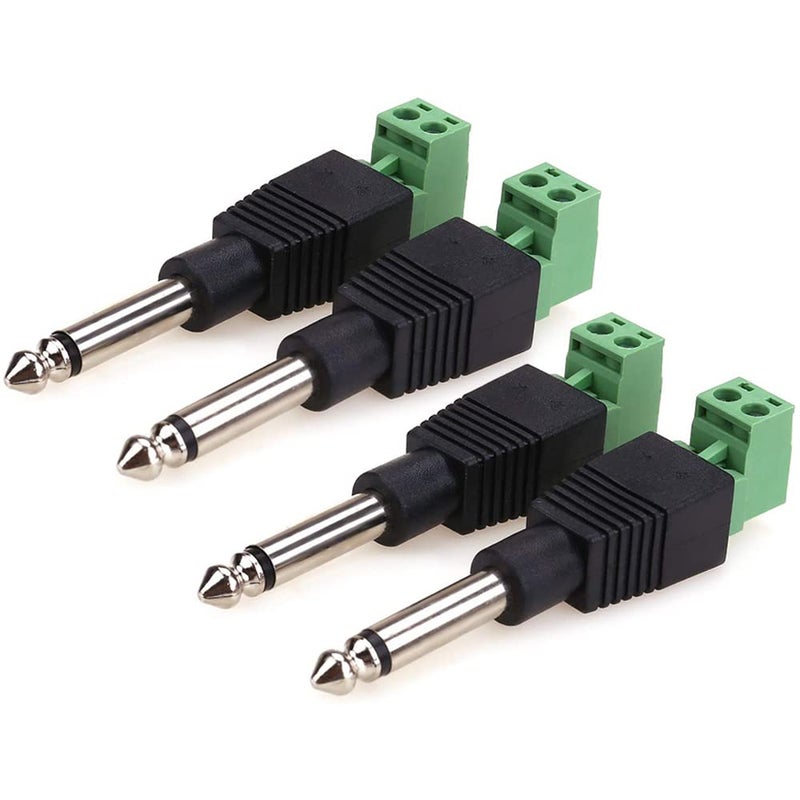 NANYI 1/4" Plugs for Speaker Cables, Patch Cables, Snakes - TS Male Mono 1/4 Inch Phono 6.3mm Phone Plug Bulk - 4 Pack (4PCS-Green Welding Free) - Image 2